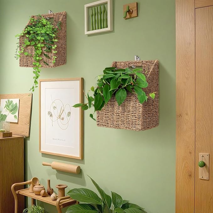 Wicker Hanging Storage Baskets, Seagrass Basket, Wall Decor Baskets, Seagrass - Image 8