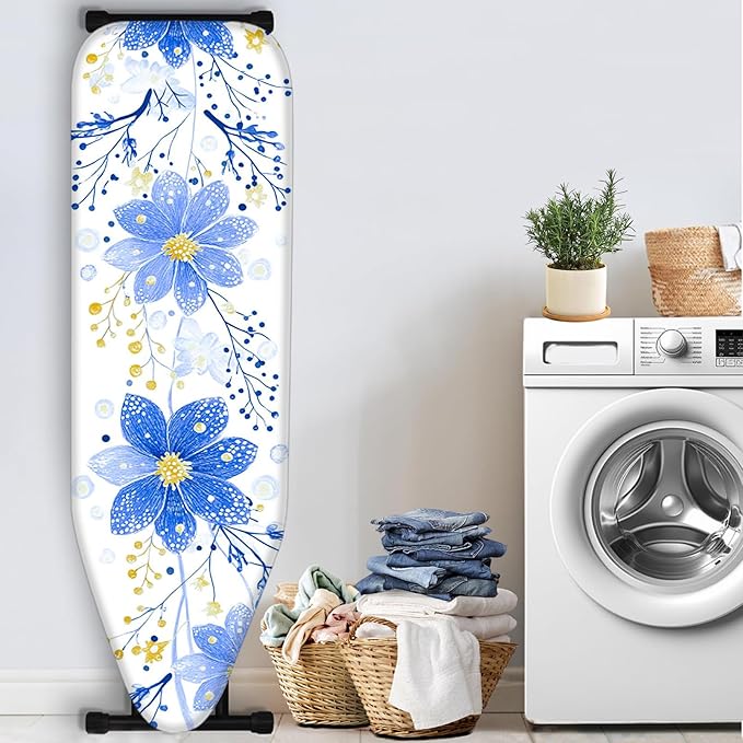 Nuxovilar Blue Flower & Yellow Bud Ironing Board Cover, 15 * 54inch, Fit Most - Image 3