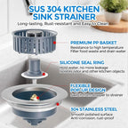 zaa 2 Pack Sink Drain Strainer, Sink Stopper, 3 in 1 Stainless Steel Kitchen - Image 5