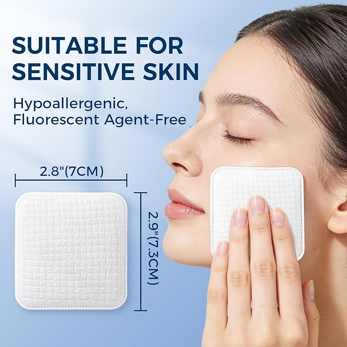 Premium Natural Pure Cotton Pads, Soft & Lint-Free Upgraded Edge Stitching - Image 3