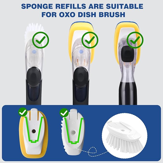 Sponge Brush Refills for OXO Dish Brush, 4 Pack Soap Dispensing Dish Refills - Image 2