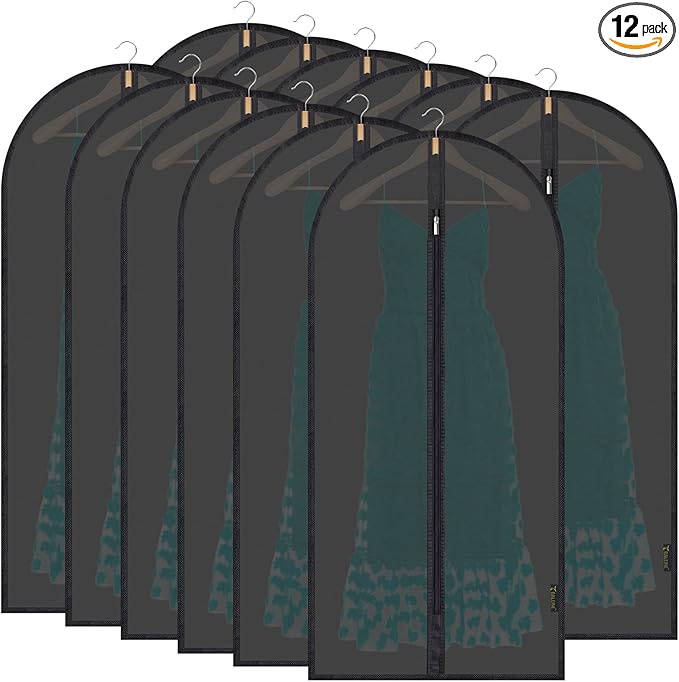 BALEINE 48'' Translucent Garment Bags, 12 Packs PEVA Dress Bag by BALEINE