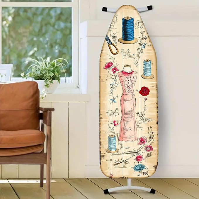 Nuxovilar Vintage Sewing and Floral Pattern Ironing Board Cover, 18×49 inch - Image 2