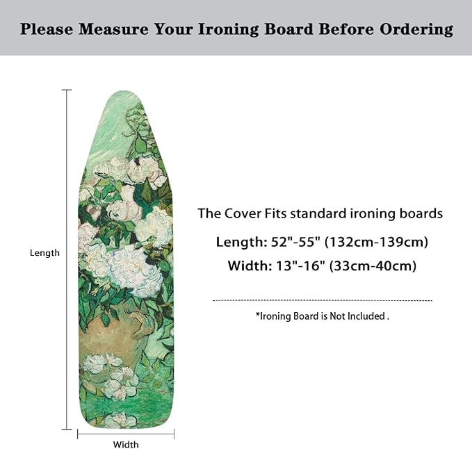 White Rose Ironing Board Cover Dust Covers 15 x 54 Heavy Duty Iron Board Covers - Image 6