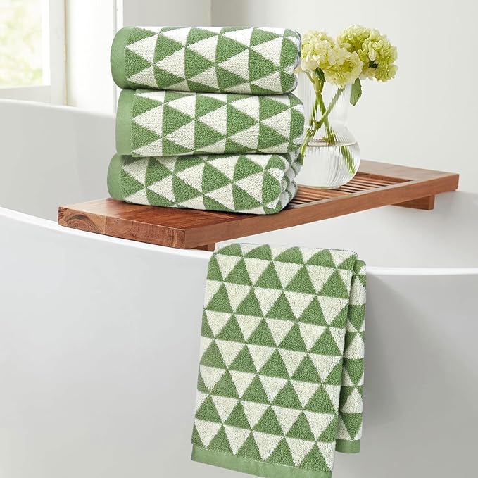 Jacquotha Hand Towels Green, 4-Piece Cotton Terry Kitchen Towels, Bathroom - Image 4