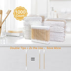 Bamboo Cotton Swabs 1000 Count in Storage Box, Double-Tipped Organic Cotton Buds - Image 3