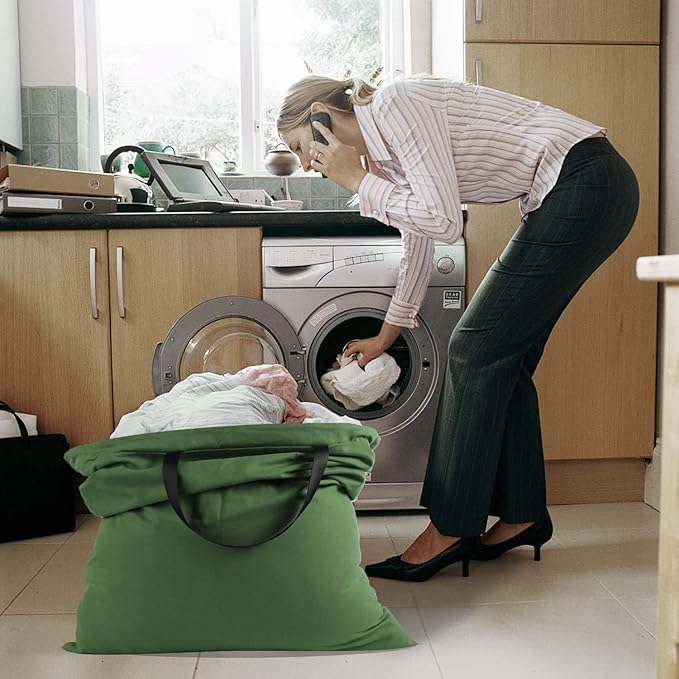 Cotton Canvas Laundry Bag with Handles & Drawstring Straps, Heavy Duty Extra - Image 6