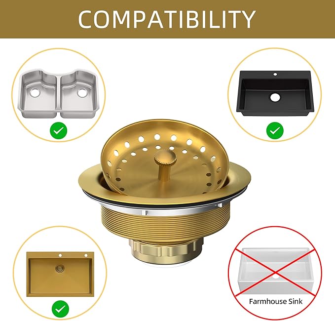 Kitchen Sink Drain Gold Sink Drain Strainer - Image 2