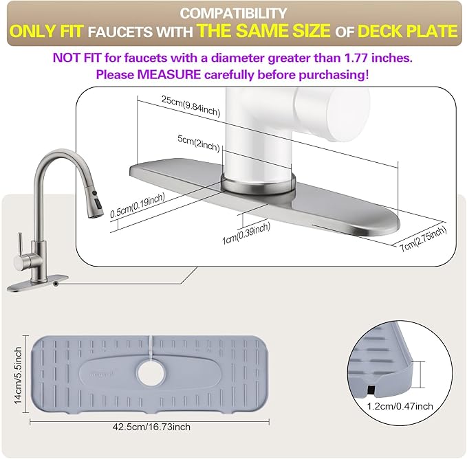 Silicone Faucet Mat, Kingmall Kitchen Faucet Mat Silicone Faucet Drip Catcher - Image 3