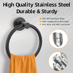 Matte Black Towel Ring 2Pack, SUS304 Stainless Steel Hand Towel Holder - Image 2