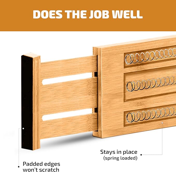 6 Pack Drawer Dividers 6 Inch High, 11”-17" Adjustable Bamboo Organizers Large - Image 8