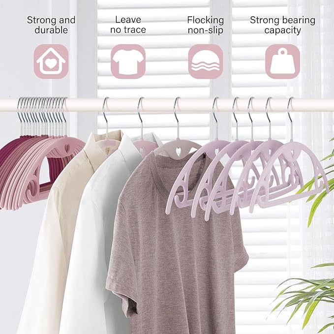 IEOKE Velvet Hangers 50 Pack: Felt Clothes Hangers Heavy Duty Shirt Sweater - Image 3