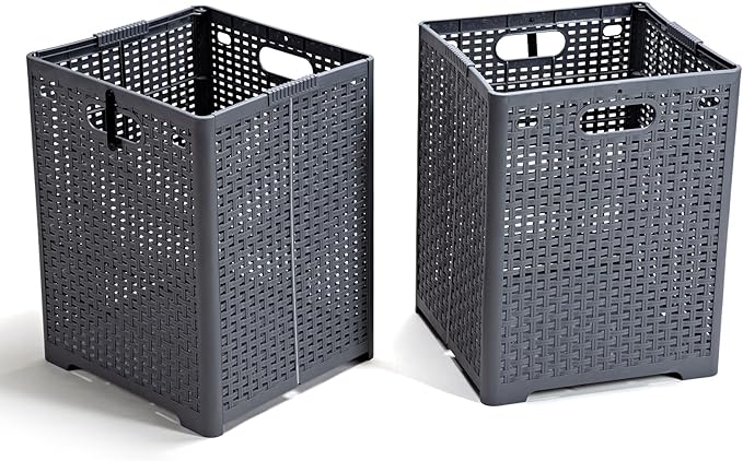 42L Collapsible Plastic Laundry Baskets, Foldable Laundry Hamper by Eslite