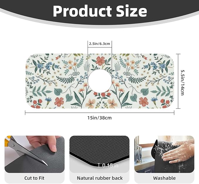2Pcs Dish Drying Mats Faucet Mats Sets Large Size Coffee Mats Sink Faucet Mat - Image 6