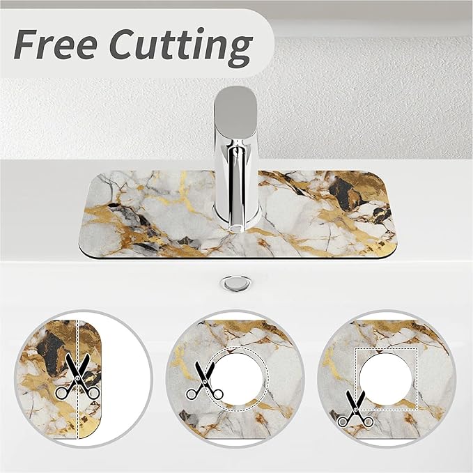 Kitchen Sink Splash Guard，Abstract marble gold Faucet Mat Sink Gadgets-Super - Image 5