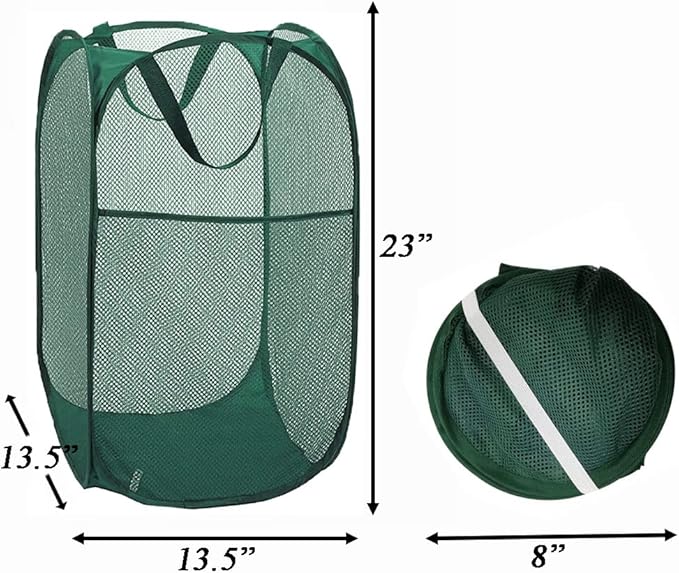 Pop Up Laundry Hamper, Reinforced Mesh Laundry Basket, Folding Clothes Storage - Image 2