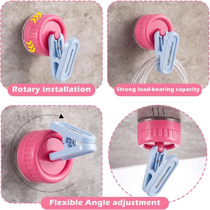 Geelin Dish Glove Clip with Suction Cup Easy Install Removable Hot Pink Blue - Image 7