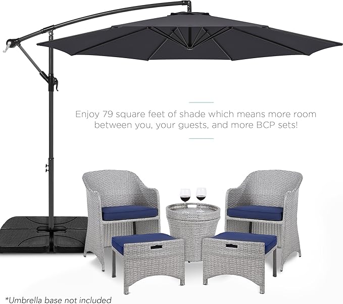 Best Choice Products 10ft Offset Hanging Market Patio Umbrella w/Easy Tilt Adjustment, Polyester Shade, 8 Ribs for Backyard, Poolside, Lawn and Garden - Gray - Image 2