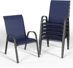Patio Dining Chairs Set of 6, Outdoor High Stacking Chairs，Breathable Seat Fabric and Alloy Steel Frame for Backyard, Porch, Garden, Sunroom (Blue) by VonzoyHome