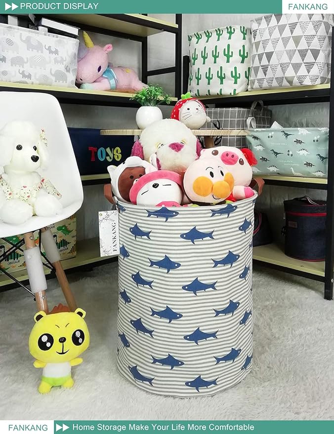 FANKANG Storage Basket, Nursery Hamper Canvas Laundry Basket Foldable - Image 4