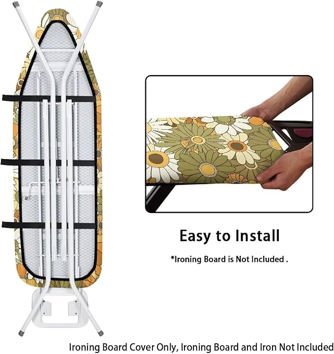 Hippie Flower Print Ironing Board Cover and Pad Thick Padding Standard Size - Image 4