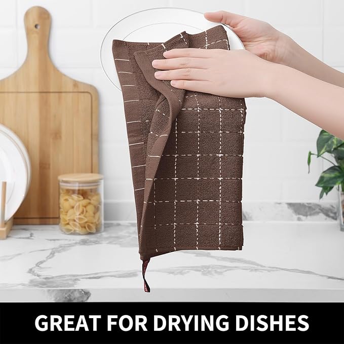 Homaxy 100% Cotton Terry Kitchen Dish Cloths, Ultra Soft and Absorbent Dish - Image 3