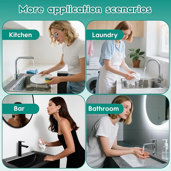 16 Inch Stone Faucet Mat for Kitchen Sink, Kitchen Sink Splash Guard-Water - Image 7
