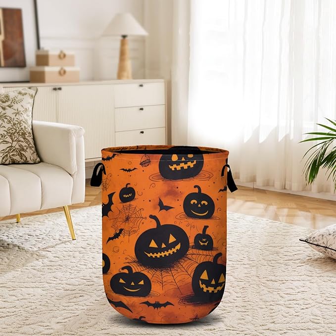 Spooky Pumpkin Laundry Basket, Halloween Laundry Hamper Collapsible Oxford Cloth - Image 6