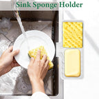 GUUKIN Sponge Holder for Kitchen Sink, 9.8"×4.9" Silicone Dish Drying Mat - Image 3
