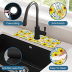 Watercolor Sunflowers Sink Faucet Absorbing Mat Sunflowers Polka Dots Super - Image 4