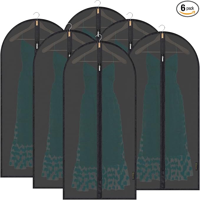 BALEINE 48'' Translucent Garment Bags, 6 Packs PEVA Dress Bag by BALEINE