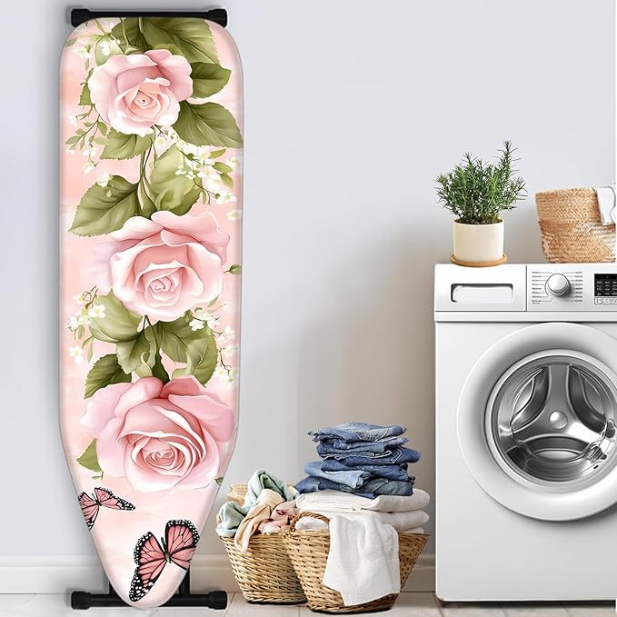 Nuxovilar Pink Roses with Butterflies Ironing Board Cover, This Cover Fits Most - Image 3