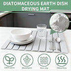 Large Stone Dish Drying Mat for Kitchen Counter, Collapsible 24"X16" Super - Image 3