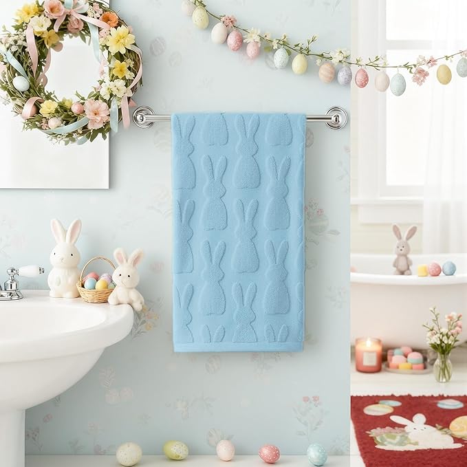 Artoid Mode 1 Pc Light Blue 3D Rabbit Jacquard Easter Hand Towels - Image 2