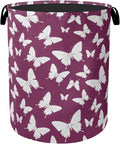 Purple Butterfly Silhouette Laundry Basket by Gearsly