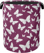 Purple Butterfly Silhouette Laundry Basket by Gearsly