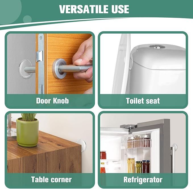 Strongest Door Knob Wall Shield, 2“ Clear Self Adhesive Round Soft Rubber Door - Image 4