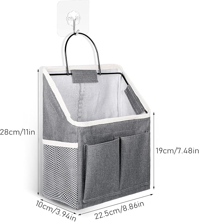 3pcs Wall Hanging Organizer Bag, Linen Fabric Door Hanging Storage Basket - Image 2