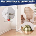 Self Adhesive Door Stoppers, Stainless Steel No Drill Rubber Floor Door Stop - Image 3