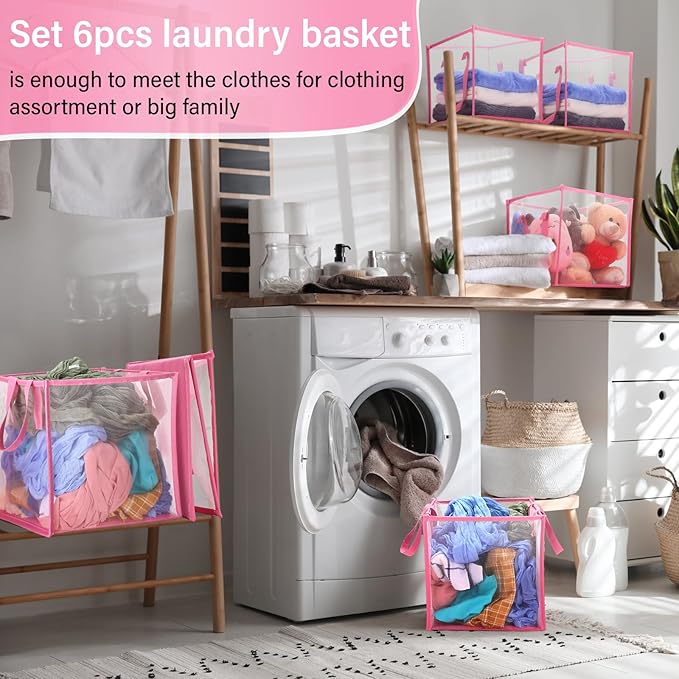 Zopeal 6 Pack Popup Laundry Hamper 13 Inch Collapsible Laundry Baskets - Image 4