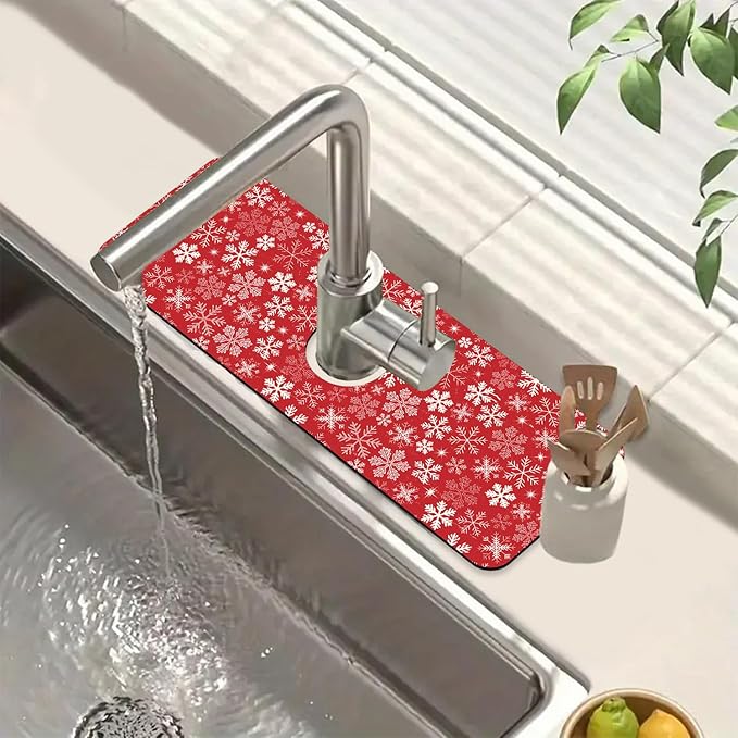 Christmas Merry Xmas Sink Splash Guard Santa Claus Faucet Absorbing Mat Fast by Unknown