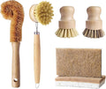 Natural Bamboo Dish Brush Set by Augonla