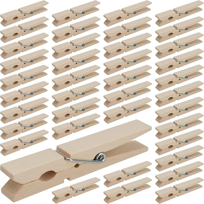 HOZEON 500PCS 2.8 Inch Natural Wooden Clothespins, Small Wood Clips by HOZEON