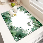 MCALK Green Leaves Dish Drying Mat by MCALK