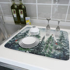 Winter Pine Tree Dish Drying Mat - Image 6