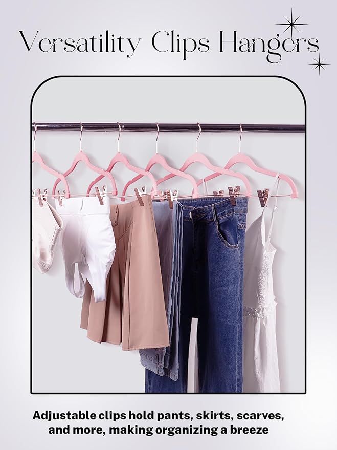 HOUSE DAY Velvet Skirt Hangers 24 Pack, Non Slip Pants Hangers - Image 5