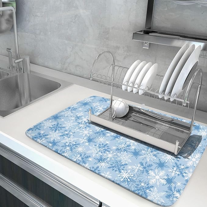 Winter Snowflake Dish Drying Mat - Image 4