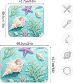 Coral Sea Shells Stars Pattern Dish Drying Mat - Image 3