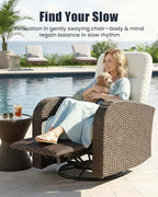 Outdoor Swivel Recliner Chair Set of 2, All-Weather Wicker Reclining Patio Chair with Adjustable Backrest and Footrest - Image 3
