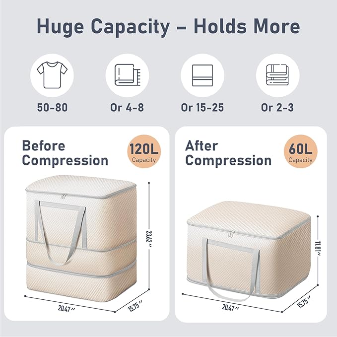 DIMJ Comforter Storage Bag - 120L Large Blanket Storage Compression Bags - Image 2